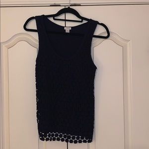 J.Crew navy dot overlay tank top